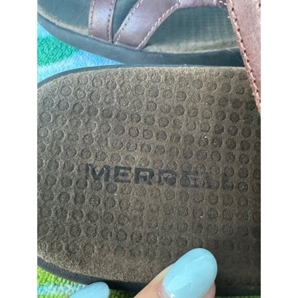 Merrell Agave Slingback Sandals Brown Leather Adjustable Straps Size 8 - Picture 8 of 10